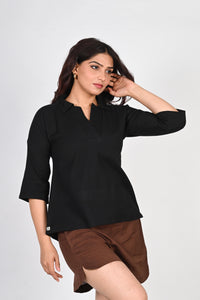 Pleated Placket Short Shirt