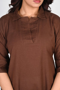 Pleated Placket Short Shirt