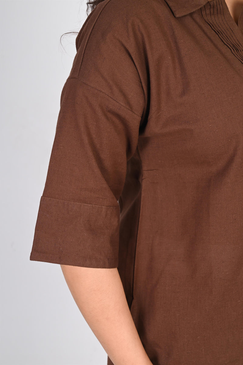 Pleated Placket Short Shirt