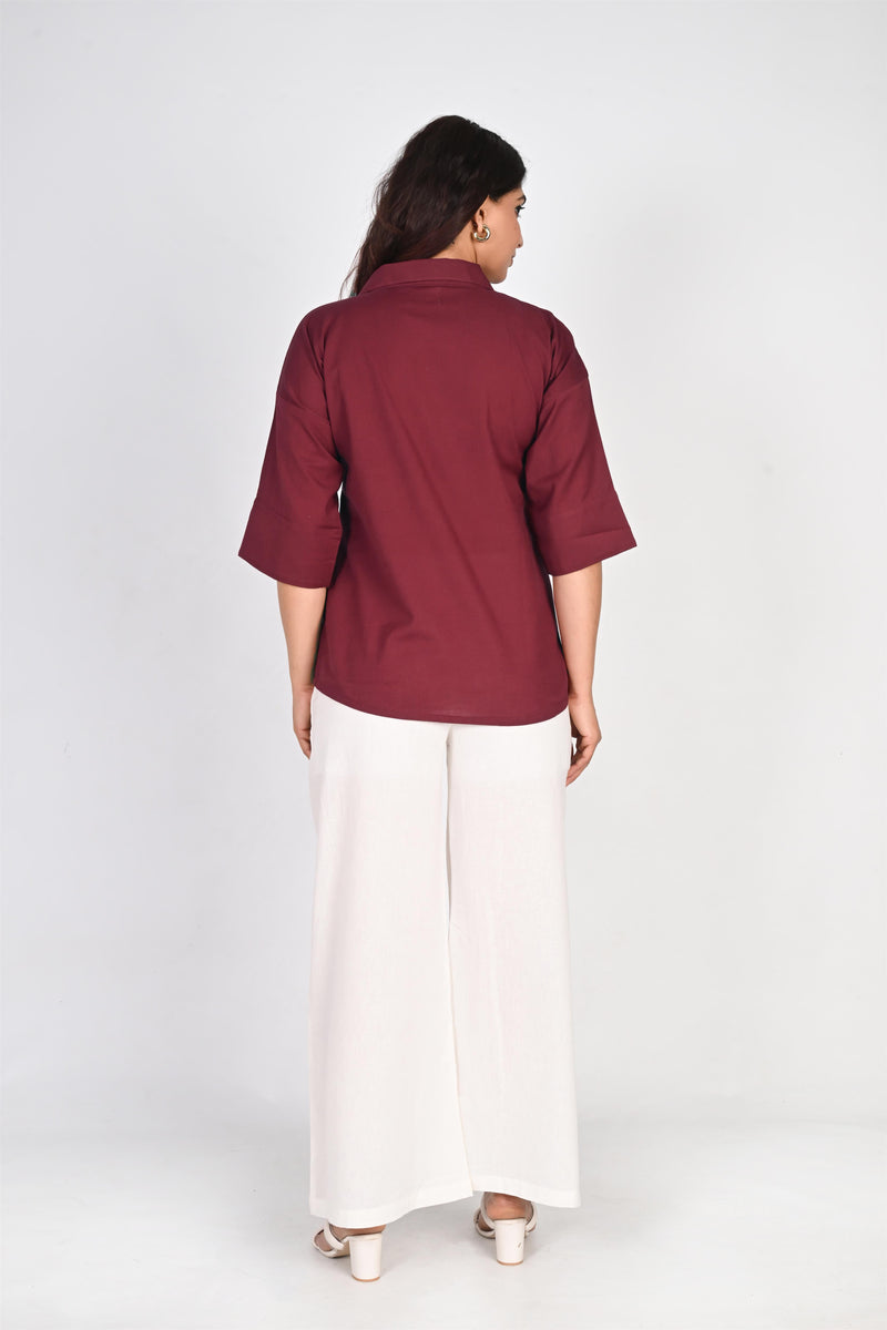 Pleated Placket Short Shirt