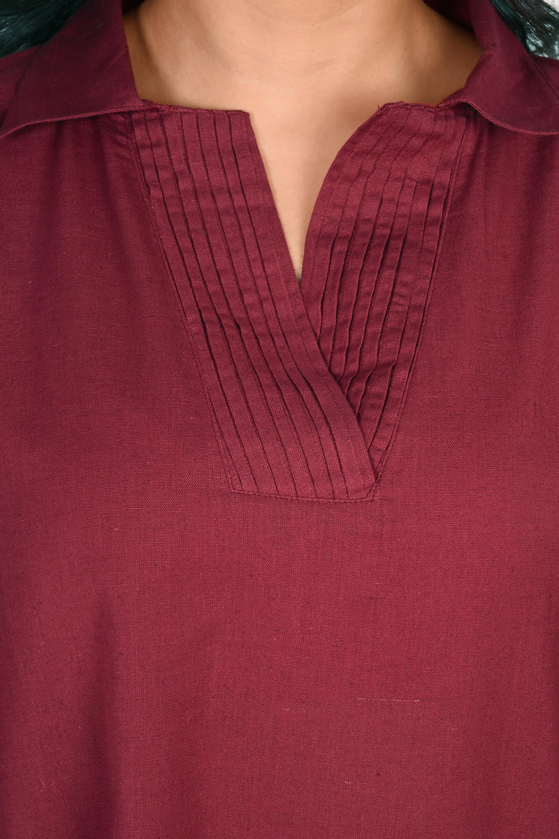 Pleated Placket Short Shirt