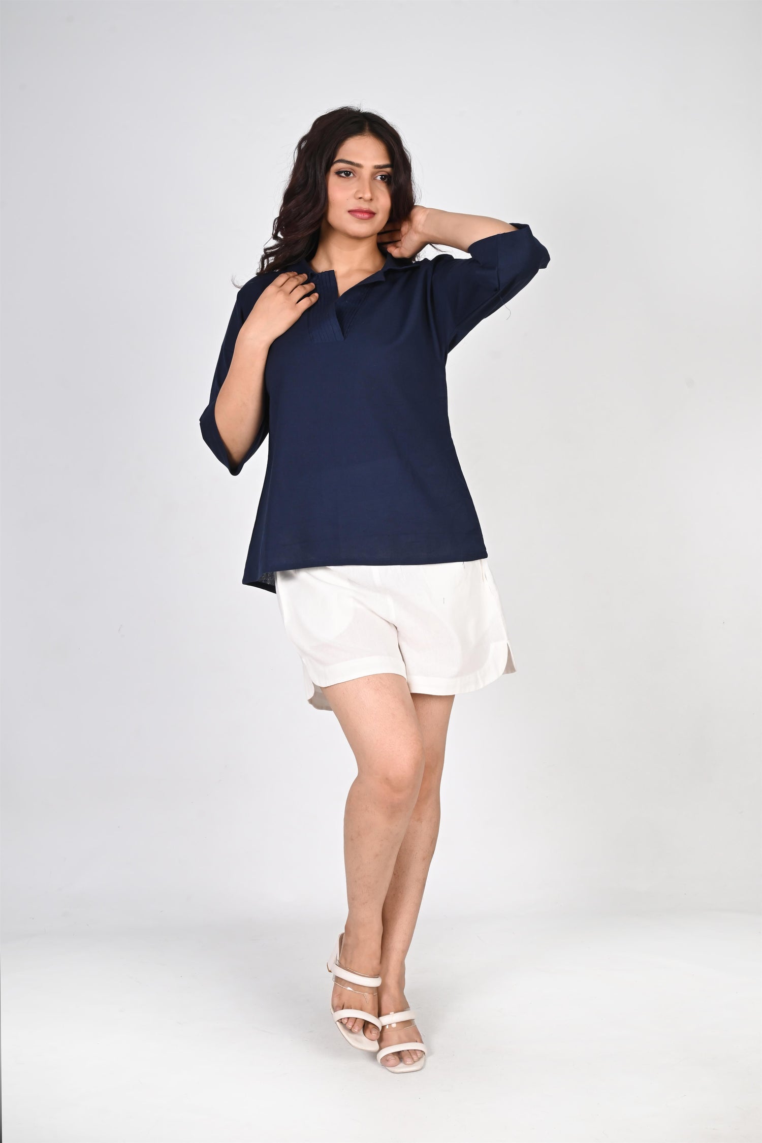 Pleated Placket Short Shirt