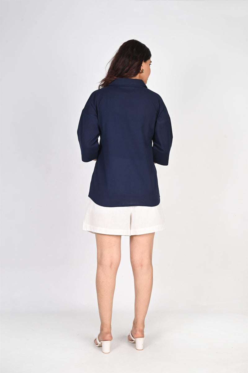 Pleated Placket Short Shirt