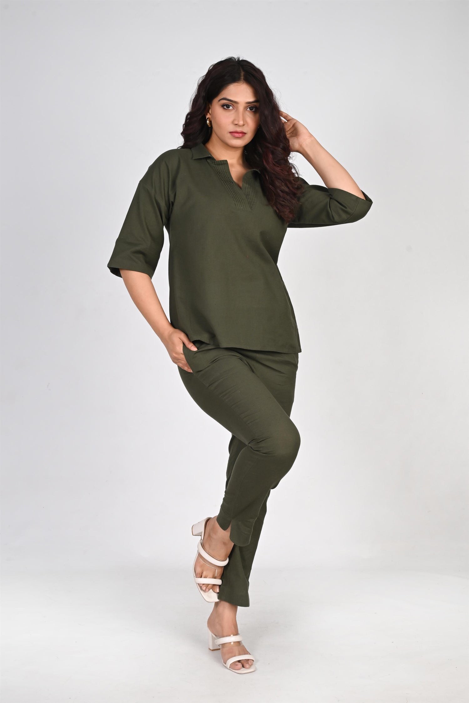 Pleated Placket Short Shirt