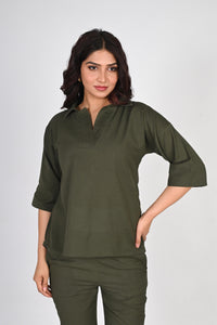 Pleated Placket Short Shirt