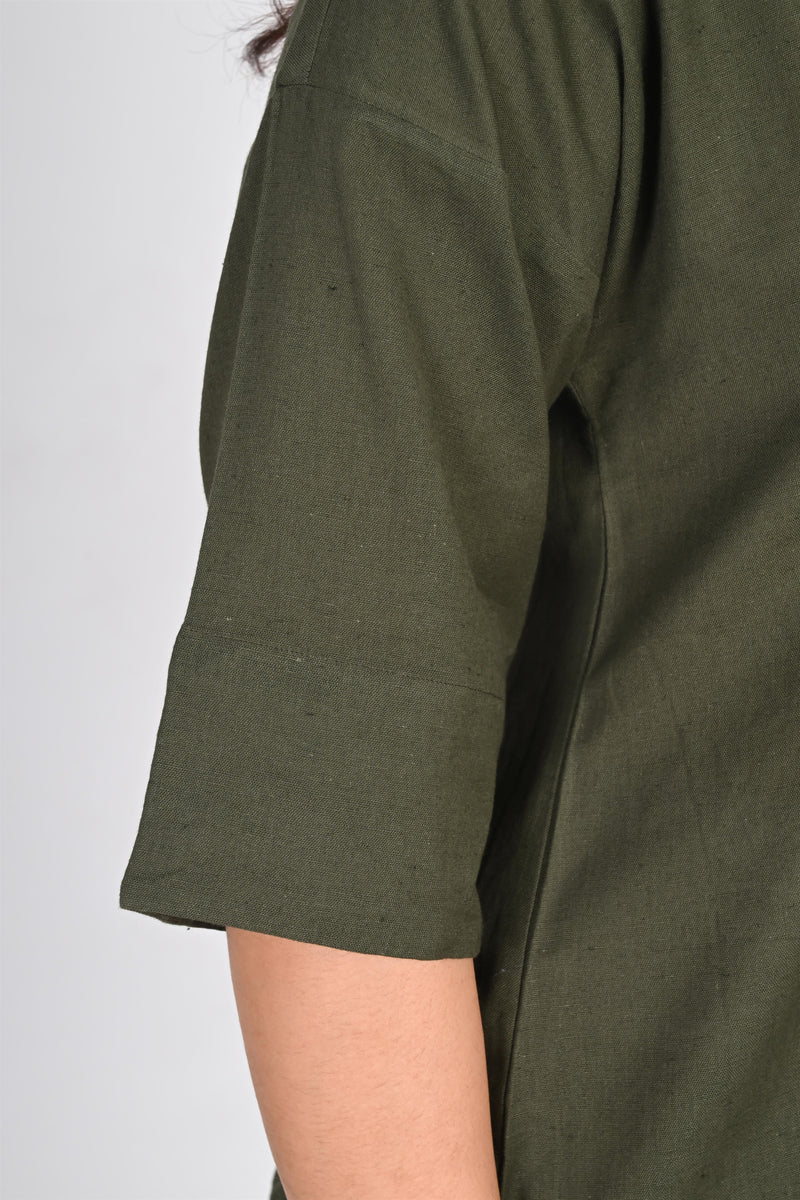 Pleated Placket Short Shirt
