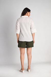 Pleated Placket Short Shirt