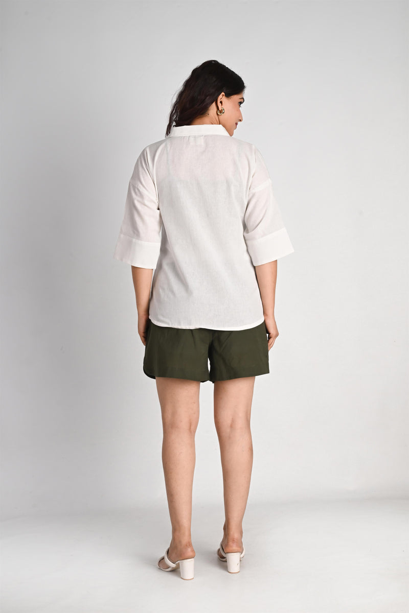 Pleated Placket Short Shirt