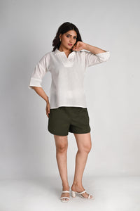 Pleated Placket Short Shirt
