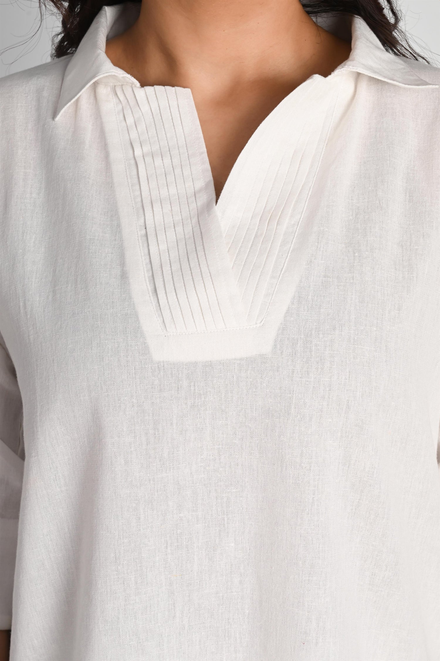 Pleated Placket Short Shirt