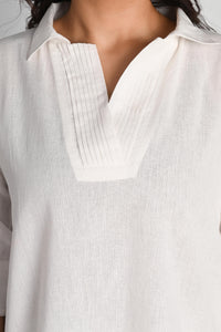 Pleated Placket Short Shirt